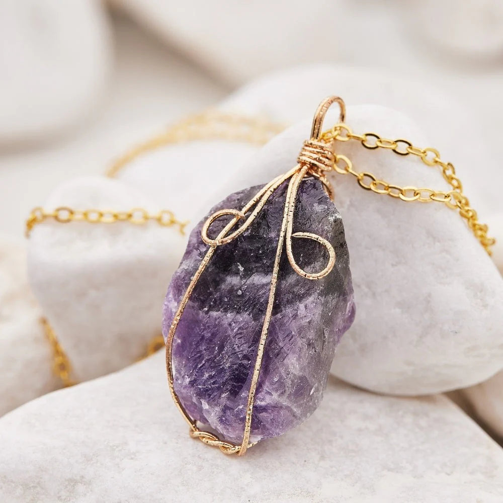 Wire Wrapped Crystal Necklace