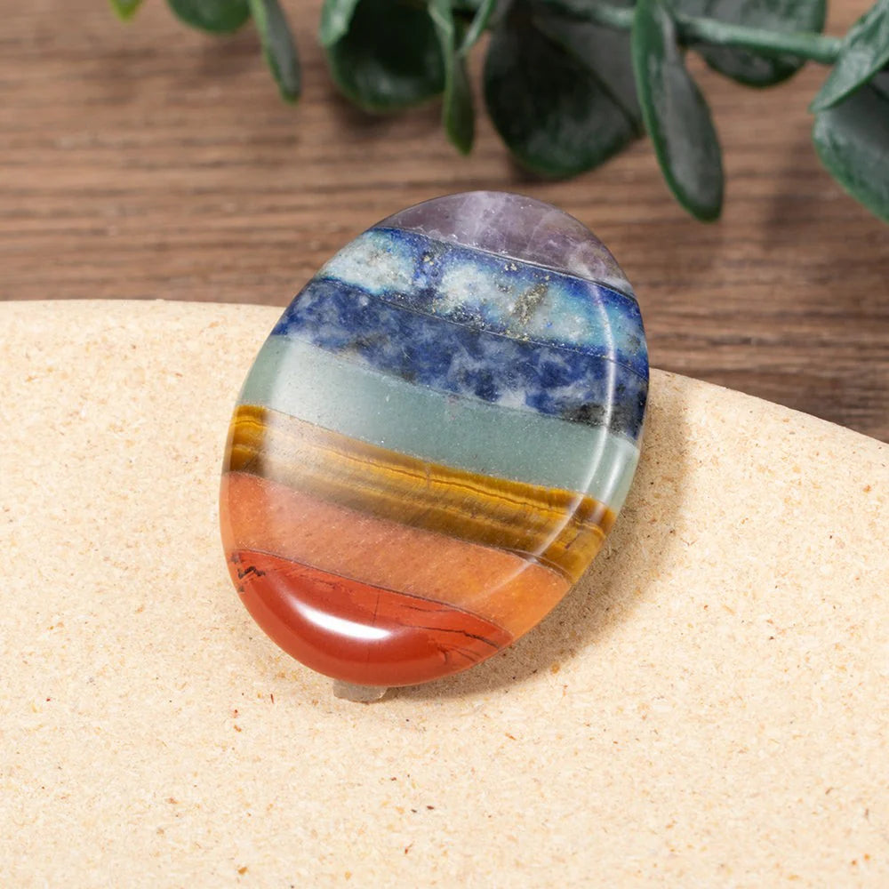 Natural Seven Chakra Worry Stone